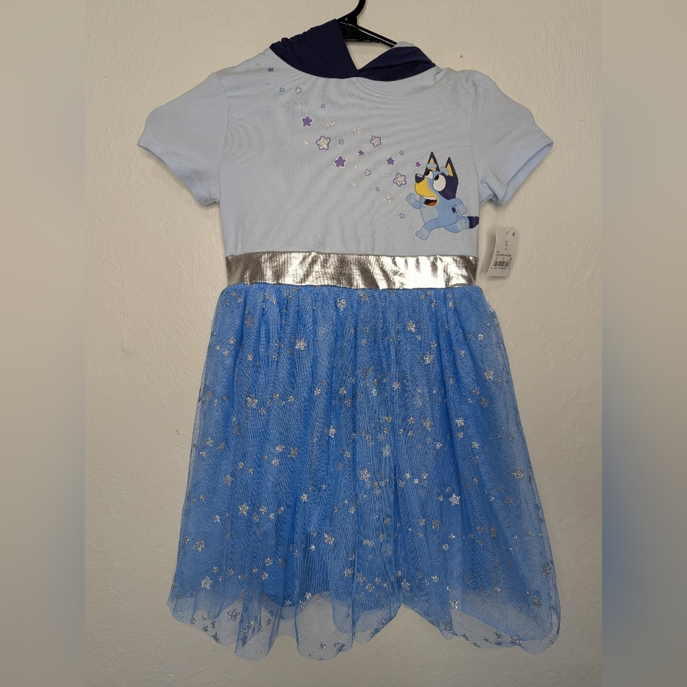 NWT Bluey Girls Hooded Dress Size XS 4/5